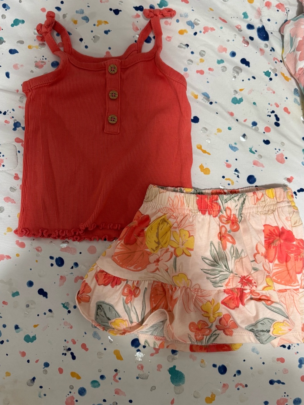 Carter's Coral Tank and Floral Skort Set